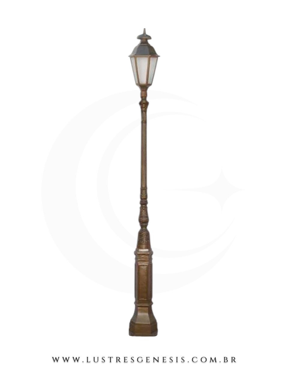 Poste de Iluminação externa Clássico Retro 3,29m estrutura robusta em alumínio fundido para jardim e fachada